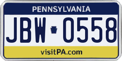 PA license plate JBW0558