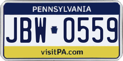 PA license plate JBW0559