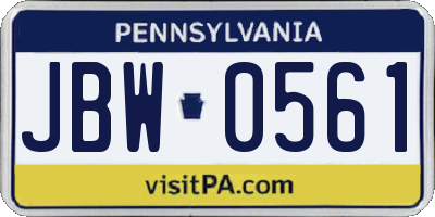 PA license plate JBW0561