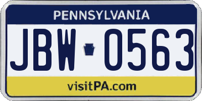 PA license plate JBW0563