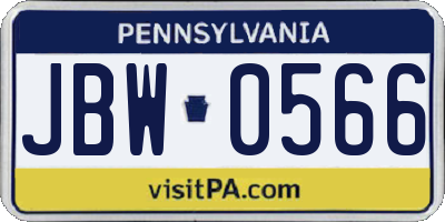 PA license plate JBW0566