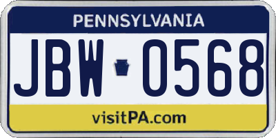 PA license plate JBW0568
