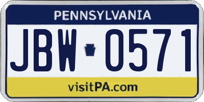 PA license plate JBW0571