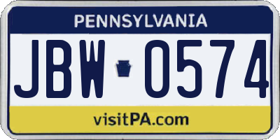PA license plate JBW0574