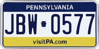 PA license plate JBW0577