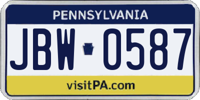 PA license plate JBW0587