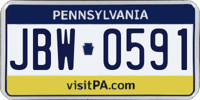 PA license plate JBW0591