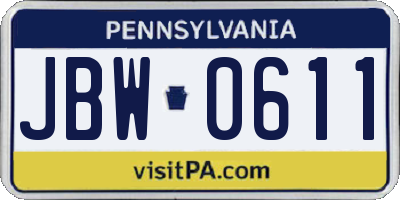 PA license plate JBW0611