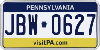 PA license plate JBW0627