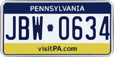 PA license plate JBW0634