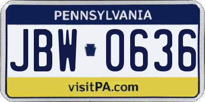 PA license plate JBW0636