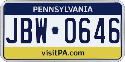 PA license plate JBW0646