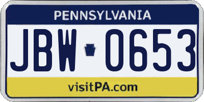 PA license plate JBW0653
