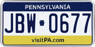 PA license plate JBW0677