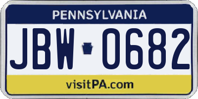 PA license plate JBW0682