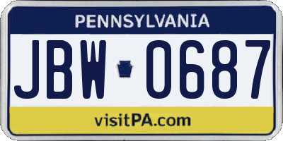 PA license plate JBW0687
