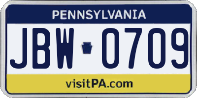 PA license plate JBW0709