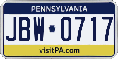 PA license plate JBW0717