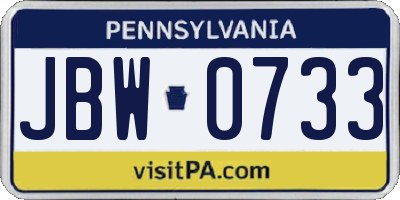 PA license plate JBW0733
