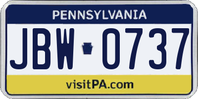 PA license plate JBW0737