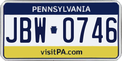 PA license plate JBW0746