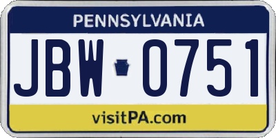 PA license plate JBW0751