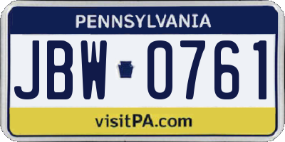 PA license plate JBW0761