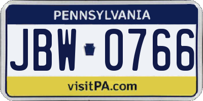 PA license plate JBW0766