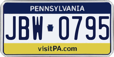 PA license plate JBW0795