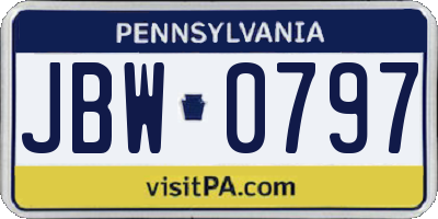 PA license plate JBW0797
