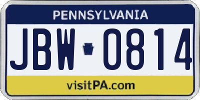 PA license plate JBW0814