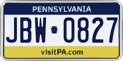 PA license plate JBW0827