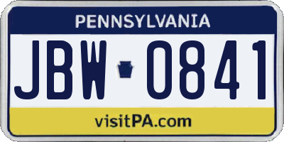 PA license plate JBW0841