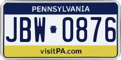 PA license plate JBW0876