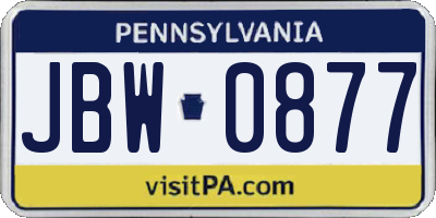 PA license plate JBW0877