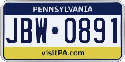 PA license plate JBW0891