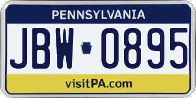 PA license plate JBW0895