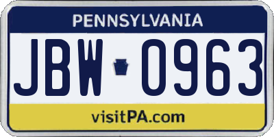PA license plate JBW0963
