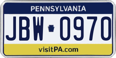 PA license plate JBW0970