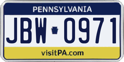 PA license plate JBW0971