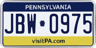 PA license plate JBW0975