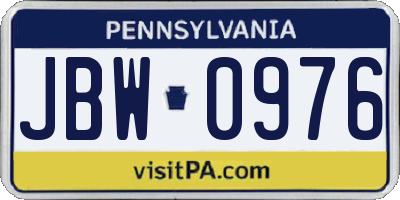PA license plate JBW0976