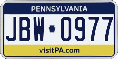 PA license plate JBW0977