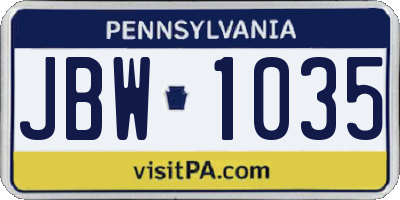 PA license plate JBW1035