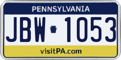 PA license plate JBW1053