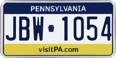 PA license plate JBW1054