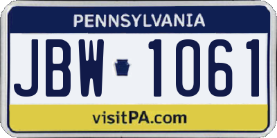 PA license plate JBW1061