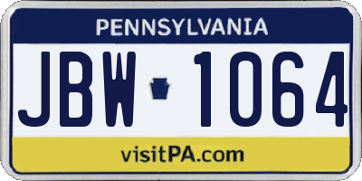 PA license plate JBW1064