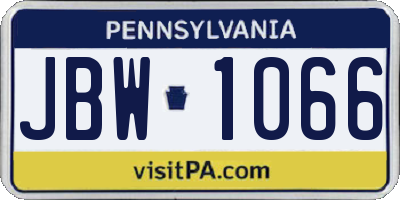 PA license plate JBW1066