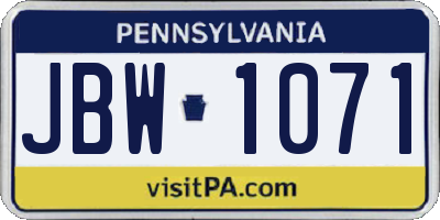PA license plate JBW1071